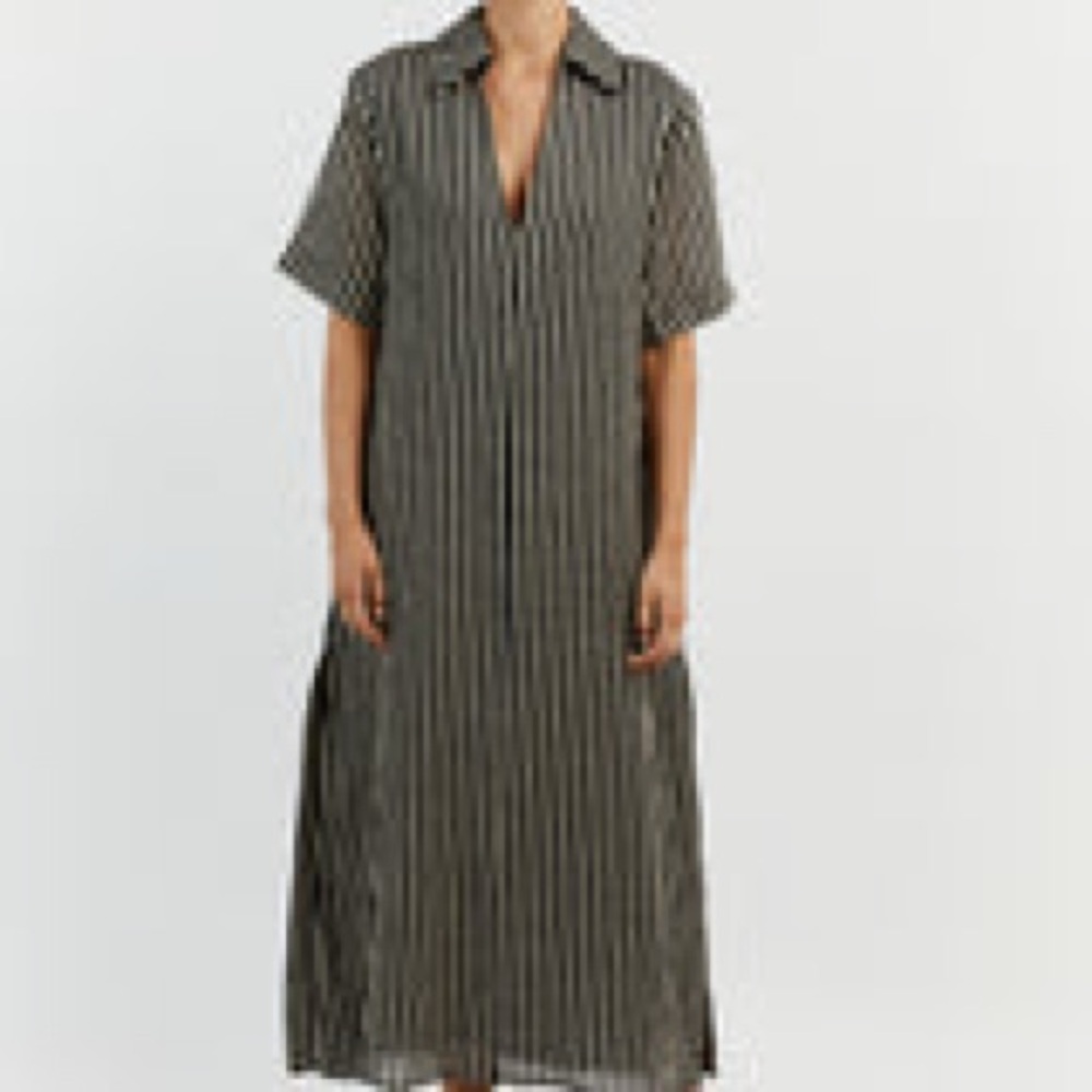 DISSH Black and White Striped Midi Dress NWT